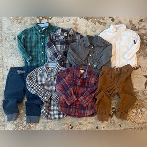 Lot of 3T boys - 6 long sleeve button ups (2 flannel), 2 pair pairs of pants
